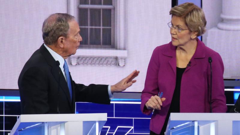 Michael Bloomberg and Sen. Elizabeth Warren during Las Vegas Democratic Debate