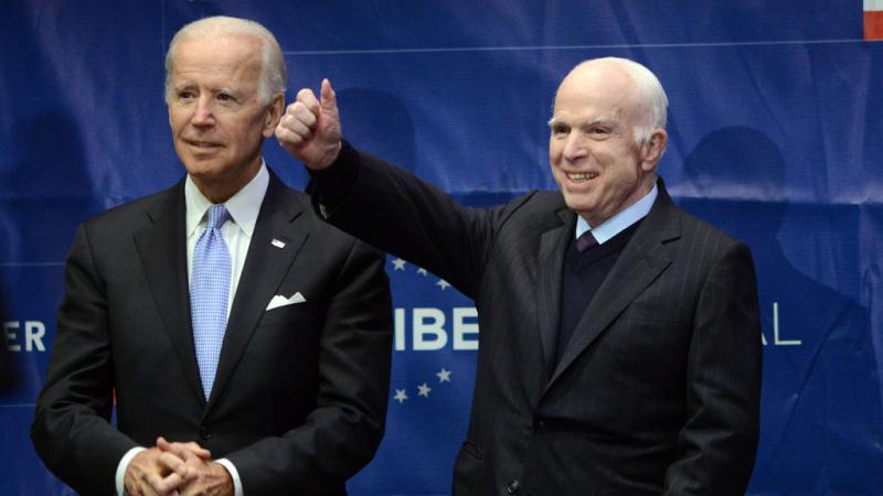 Joe, Biden, John McCain in Philadelphia, 2017