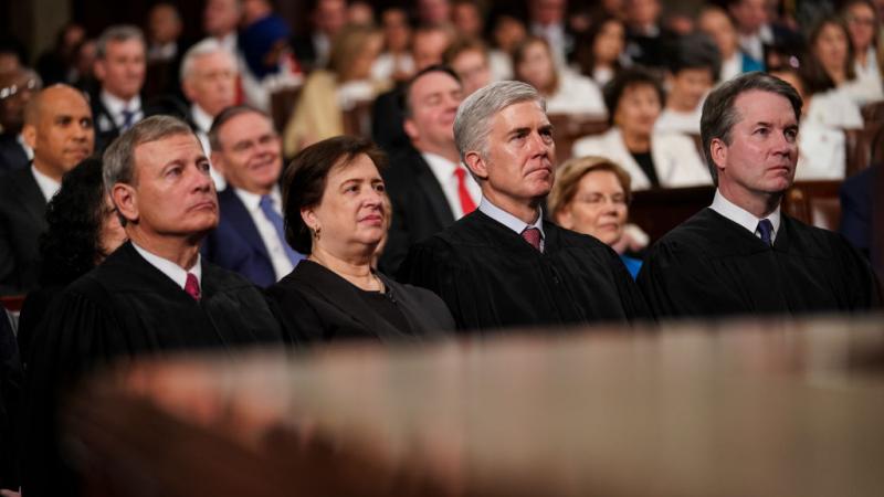 Left to right: Chief Justice John Roberts, Justice Elena Kagan, Justice Neil Gorsuch and Justice Brett Kavanaugh at the 2019 State of the Union
