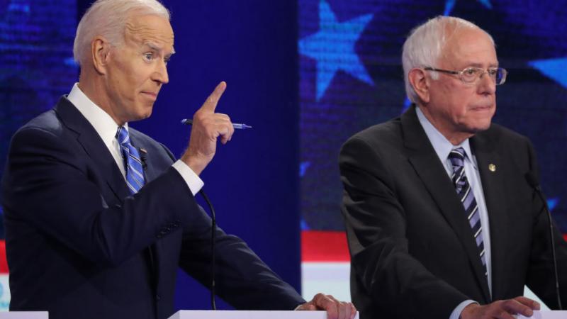 Joe Biden and Bernie Sanders at the June 27, 2019 Democratic debate