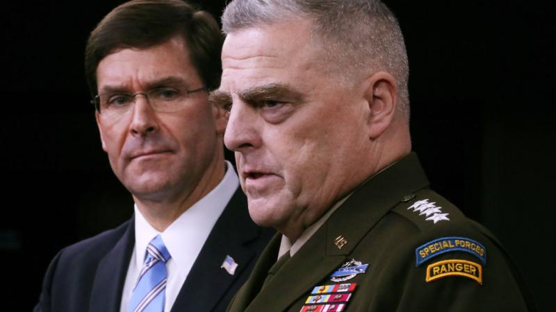 Defense Secretary Mark Esper (L), General Mark Milley, Chairman of the Joint Chiefs of Staff at the Pentagon, 2019