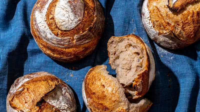 Loaves of sourdough bread