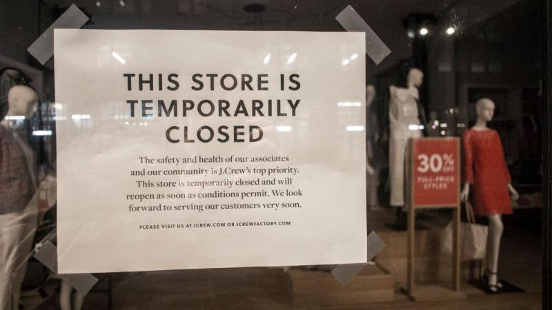 A closed J. Crew storefront 