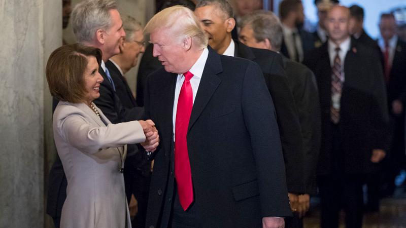 Donald Trump and Nancy Pelosi at the 2017 inauguration