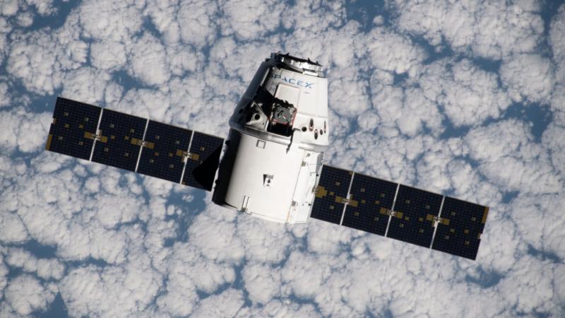 The SpaceX Dragon space freighter approaches the International Space Station