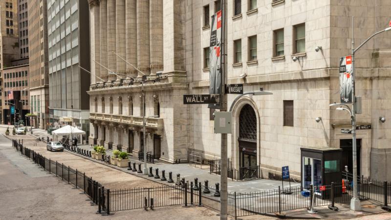 New York Stock Exchange on Wall Street on May 1, 2020