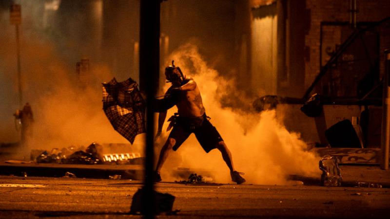 A rioter in Minneapolis, Minnesota