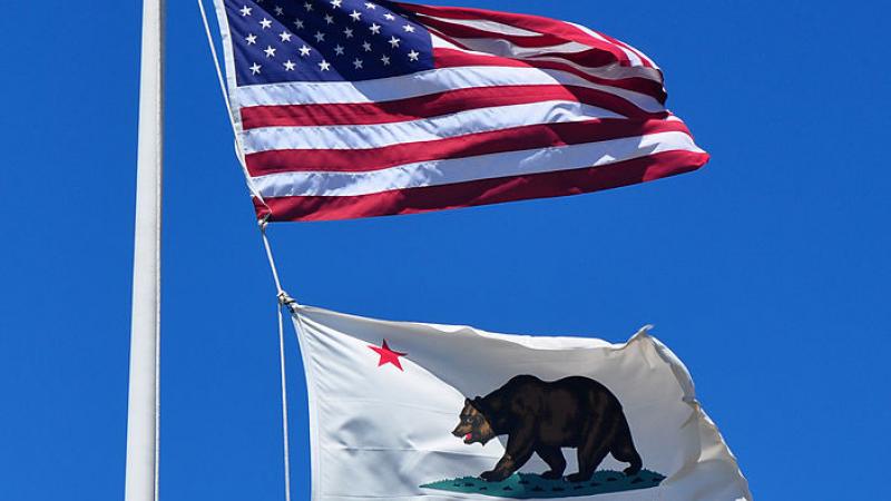 U.S. flag and California flag in 2013