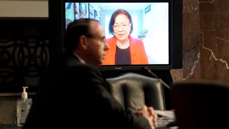 Sen. Mazie Hirono appearing remotely at Senate Judiciary Committee hearing on June 3, 2020