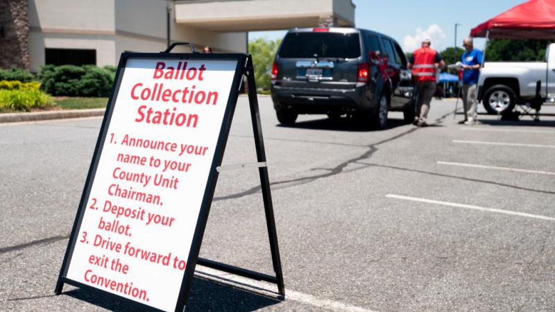 Drive-thru style voting at the 2020 Virginia 5th Congressional District Republican Party convention