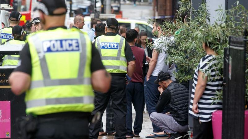 Authorities at the scene of the Glasgow stabbing