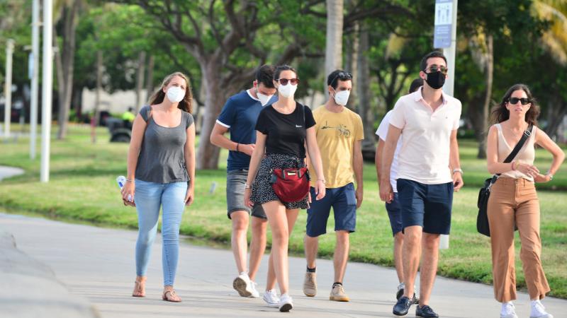 Pedestrians in Miami Beach, Florida