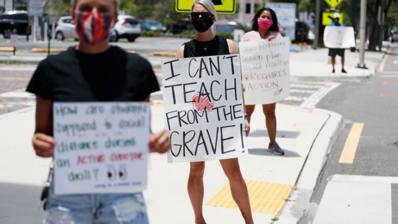 Protesting teachers in Tampa, Florida