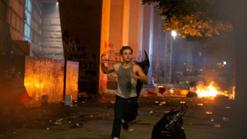 A protester in Portland, Oregon, July 24
