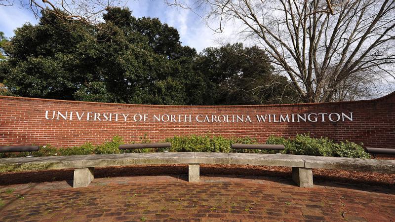 University of North Carolina Wilmington entrance sign in January 2016