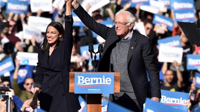 Rep. Alexandria Ocasio-Cortez and Sen. Bernie Sanders in October 2019