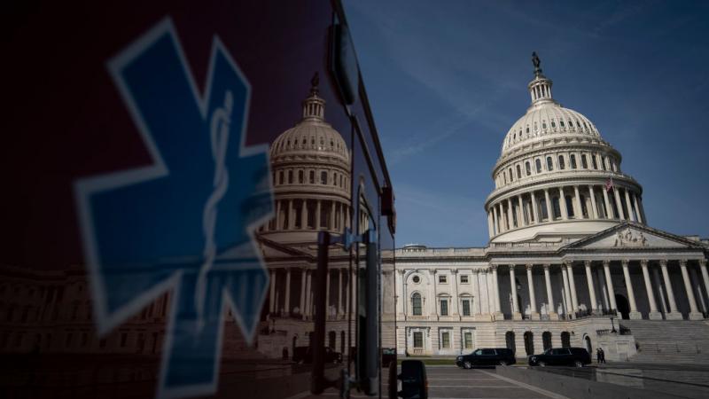 Ambulance near the U.S. Capitol in March 2020