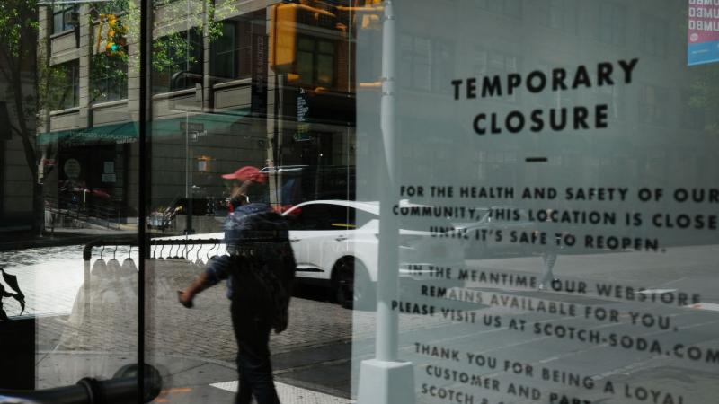 A shuttered business in New York City, May 2