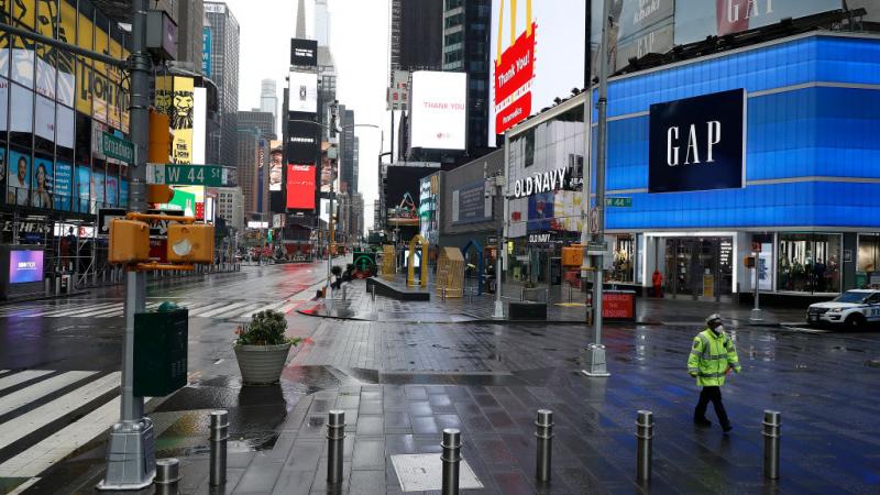 An empty Times Square, New York City, May 8
