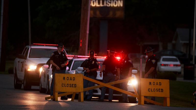 Indiana State Police outside the Terre Haute Federal Correctional Complex, July 15