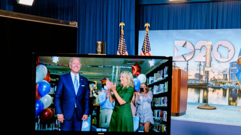 Joe and Jill Biden during the DNC broadcast, 8/18
