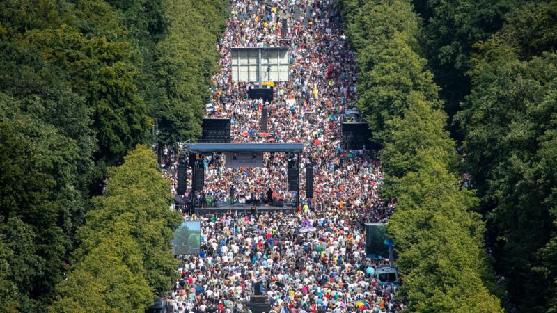 Protesters in Germany, Aug. 1