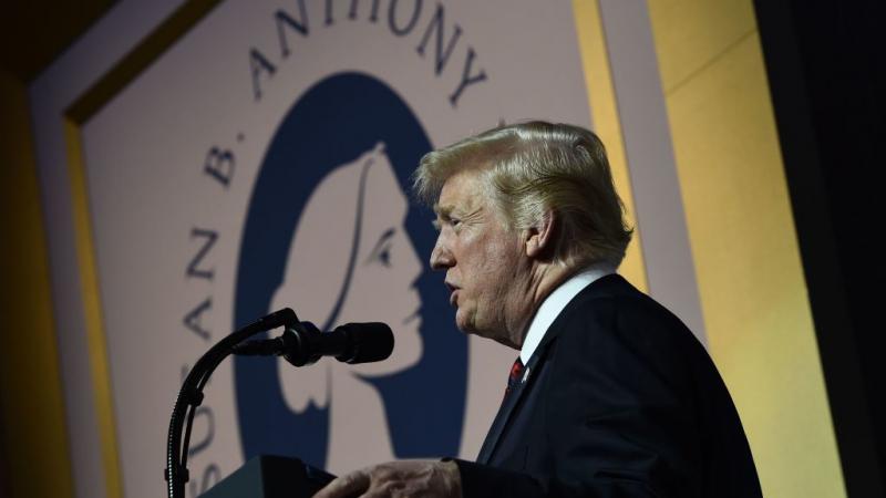 Trump speaking at the Susan B. Anthony List in 2018