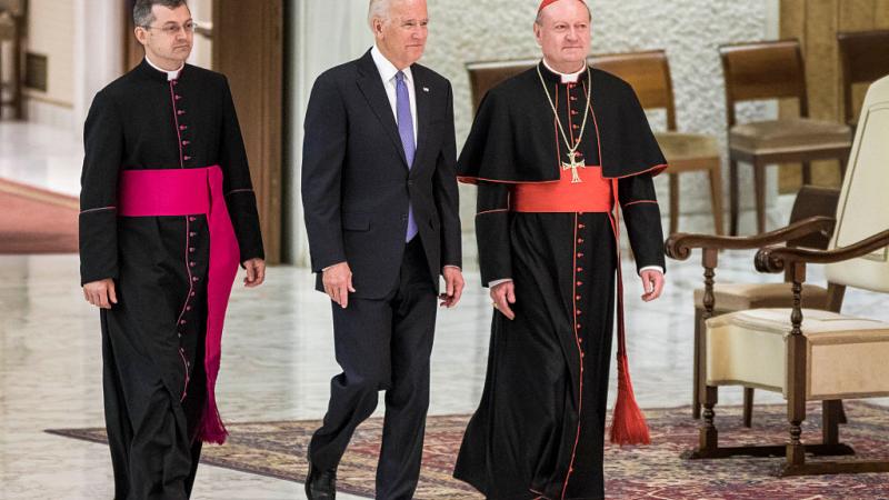 Joe Biden with Cardinal Gianfranco Ravasi in April of 2016