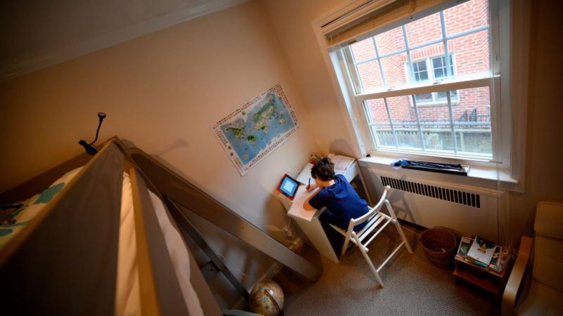 A child in Washington, D.C. does remote learning