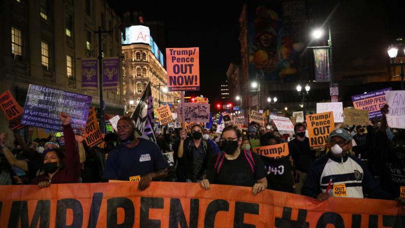 BLM protestors in Philadelphia following a September visit by the president