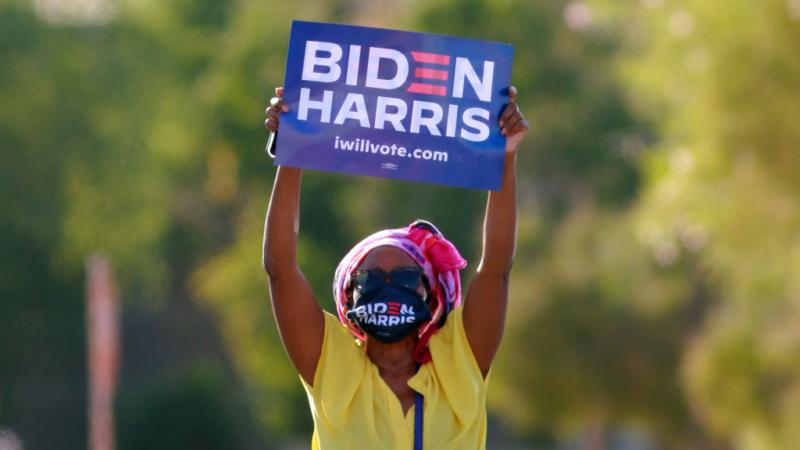 A volunteer for the Biden / Harris campaign