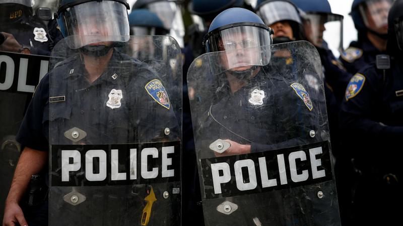 Baltimore police officers in riot gear in 2015
