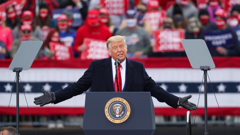 US President Donald Trump addresses his supporters during a rally in Pennsylvania, United States on October 31, 2020.