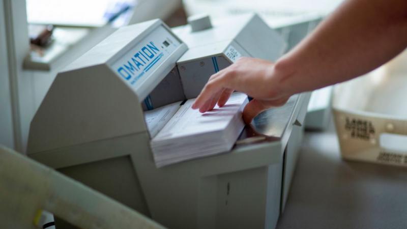 Election workers process ballots in Easton, PA, Nov. 3