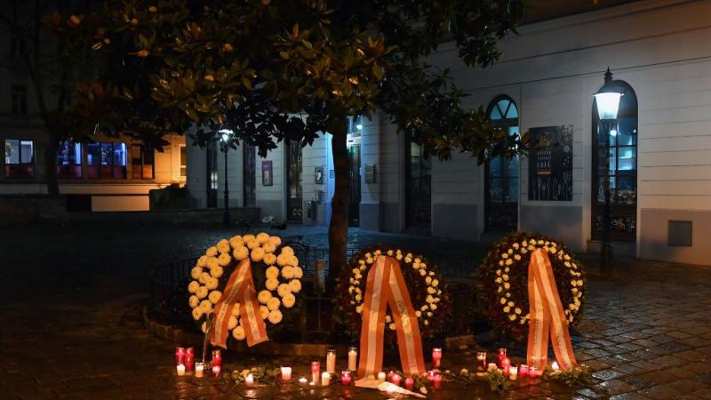Memorial site at scene of Vienna, Austria attack
