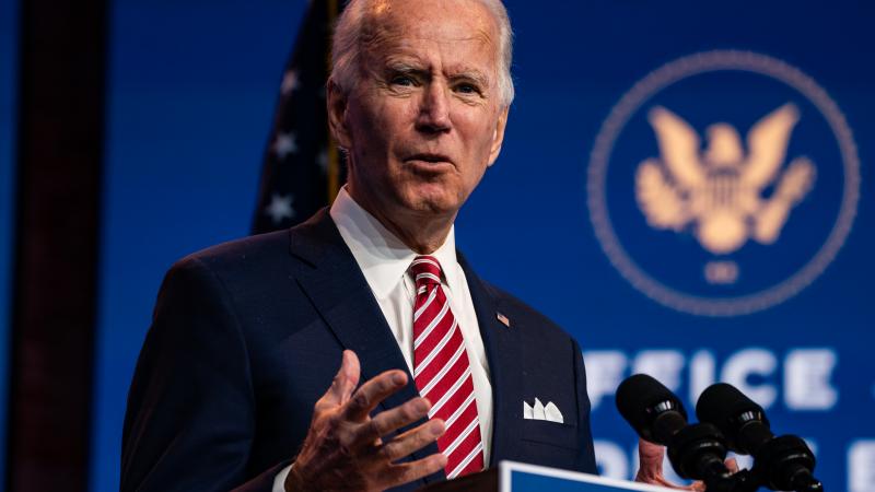 President-elect Joe Biden delivers a remarks on the economic recovery at the Queen in Wilmington, Delaware on Monday, Nov. 16, 2020.
