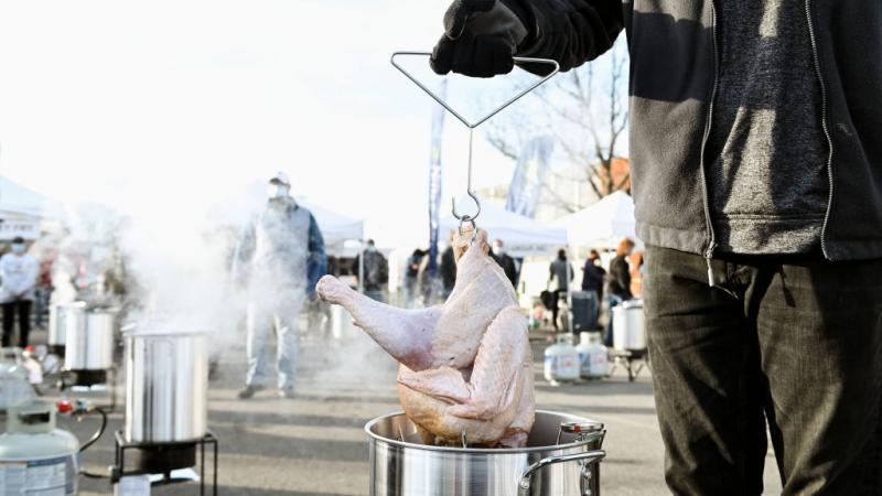 Deep-frying turkeys at the 15th Annual Mission:Possible Turkey Fry in Nashville