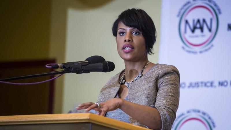 Baltimore Mayor Stephanie Rawlings-Blake speaks at a summit to address issues surrounding the death Freddie Gray and its aftermath at New Shiloh Baptist Church in Baltimore, MD on Thursday April 30, 2015.