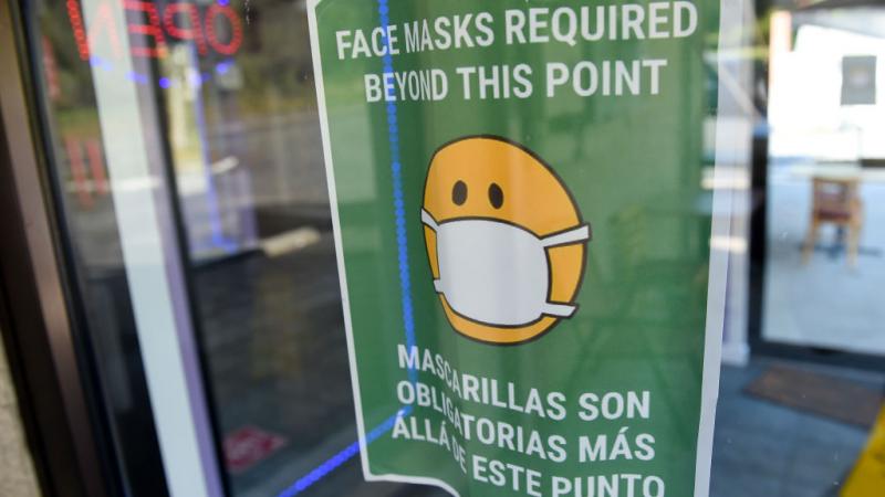 A mask requirement sign in Alsace Township, PA, Oct. 2020