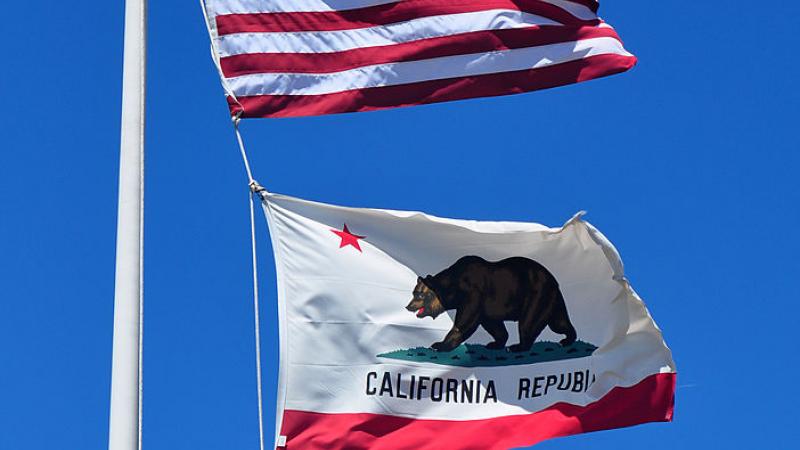 U.S. and California flags in 2013