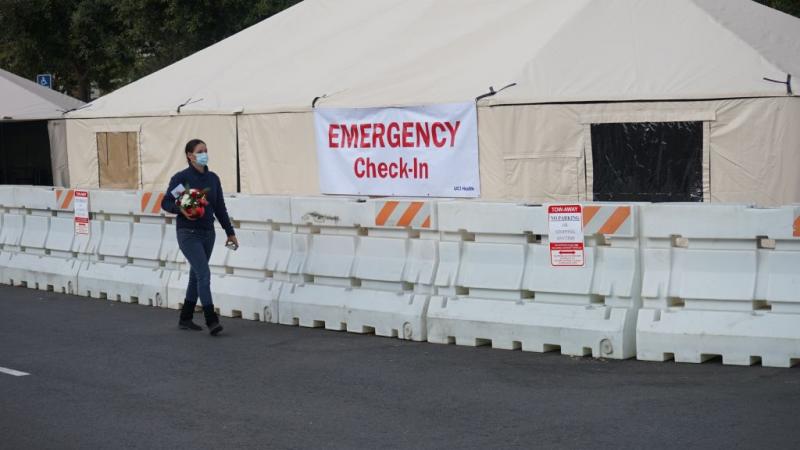 A mobile field hospital in Orange County, CA
