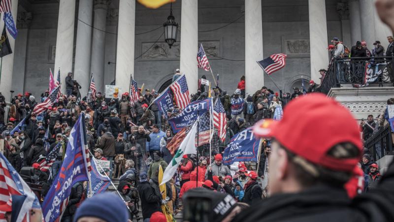 Demonstrators outside the U.S. Capitol, Jan. 6