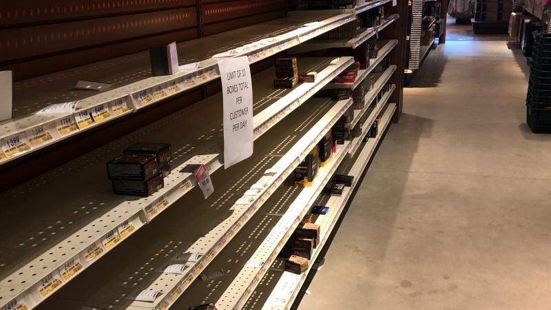 Shelves of gun ammunition empty 