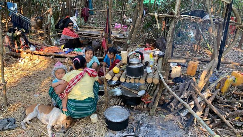 Displaced ethnic people on Feb. 3 in Burma.