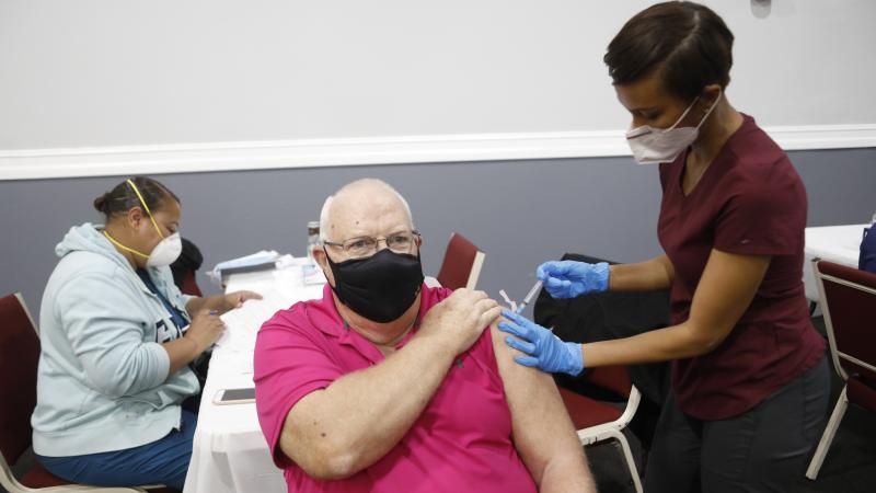 Bible-Based Fellowship Church partnered with the Pasco County Health Department, and Army National Guard to assist residents who are 65 and older to administer the Moderna Covid-19 vaccine on February 13, 2021 in Tampa, Florida.