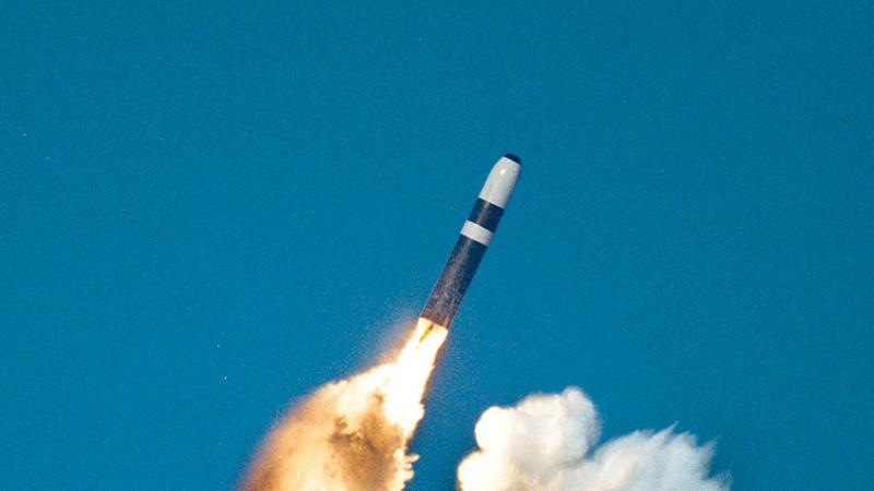 Undated file photo shows missile launched from submarine