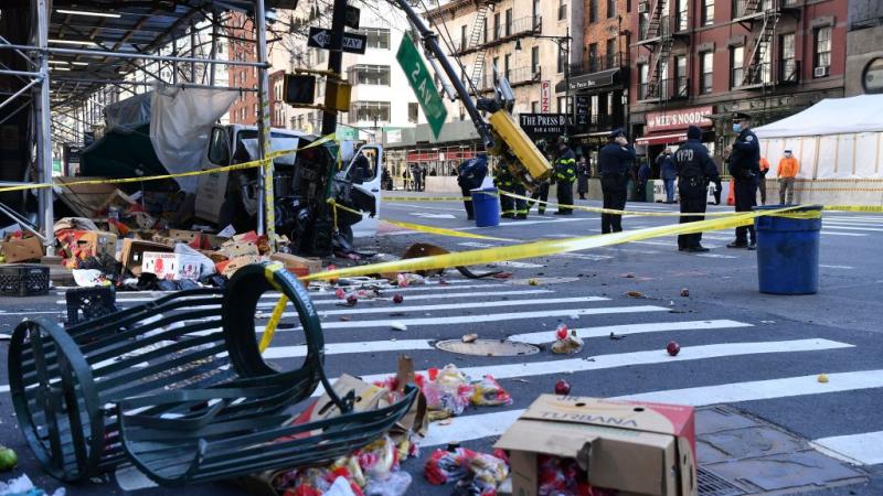 Debris from March 5 car collision in Manhattan. 