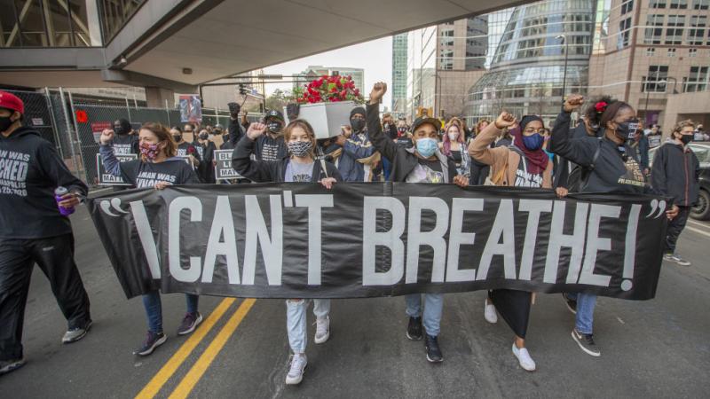 Protests in Minneapolis on March 7 ahead of George Floyd murder trial.