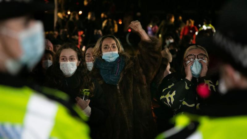 Hundreds gathered on Clapham Common on March 13, 2021