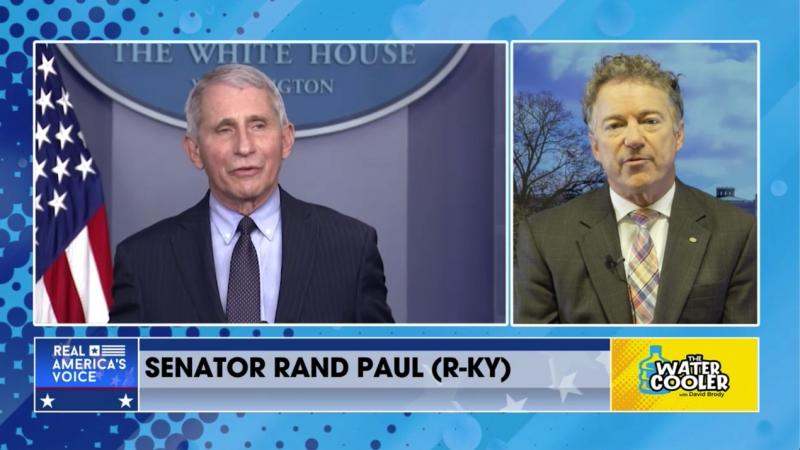 Senator Rand Paul (R-K.Y.) is show next to an image of Dr. Anthony Fauci